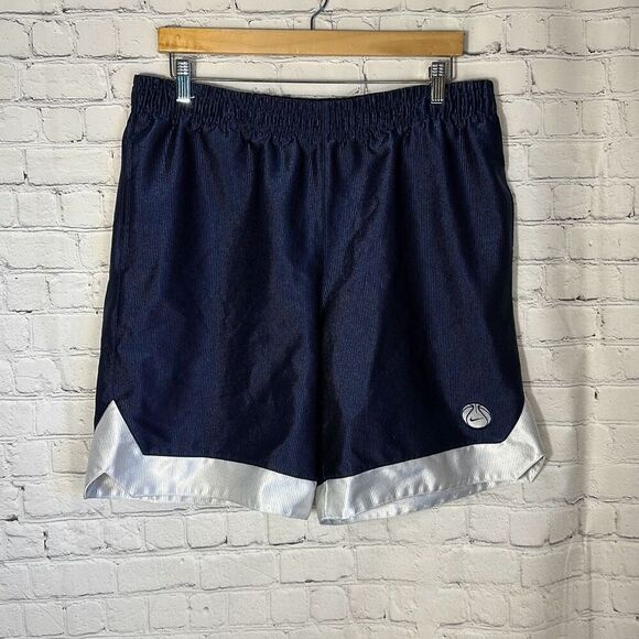 Nike Mens Blue Polyester Ribbed Basketball Shorts size L Large - Picture 1 of 8